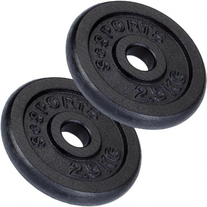 Hantelscheiben - Set, 5kg (2 x 2,5 kg), Ø 30/31 mm, Gusseisen - Gorilla Sports DE