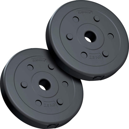 Hantelscheiben - Set, 5kg, 2 x 2,5 kg, Ø 30/31mm, Zement, Kunststoff - Gorilla Sports DE