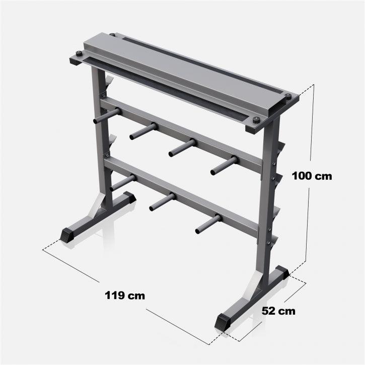 Hantelscheibenständer in Schwarz/Weiß/Silber - Gorilla Sports DE