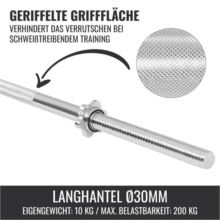 Langhantelstange 170 cm mit Sternverschluss - Gorilla Sports DE