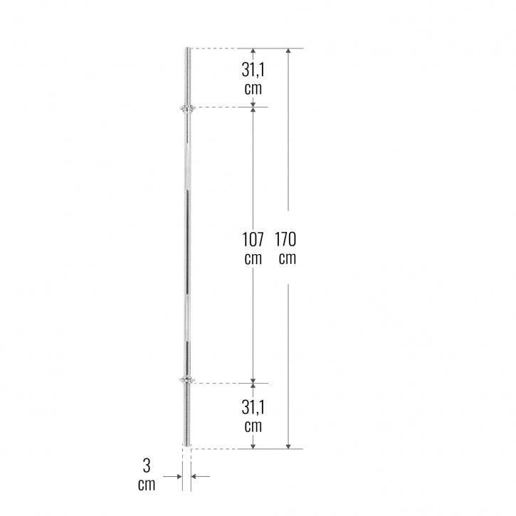 Langhantelstange 170 cm mit Sternverschluss - Gorilla Sports DE