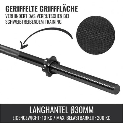 Langhantelstange 170 cm mit Sternverschluss - Gorilla Sports DE