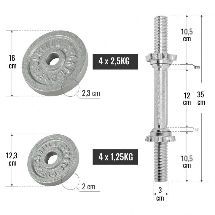 Kurzhantelset Gusseisen 20 kg - Gorilla Sports DE