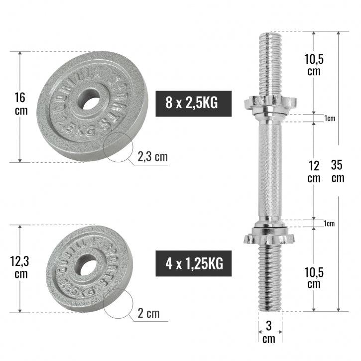 Kurzhantelset Gusseisen 30 kg - Gorilla Sports DE