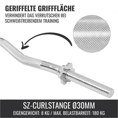 SZ-Curlstange 120 cm mit Sternverschluss - Gorilla Sports DE