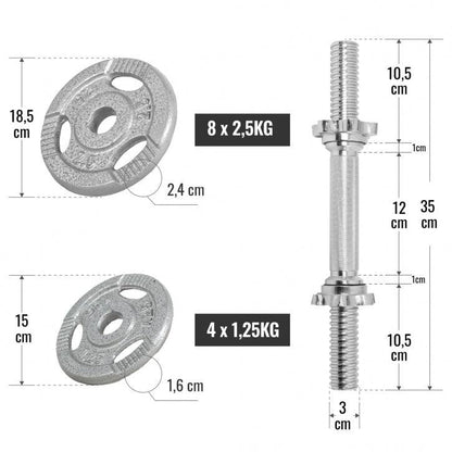 Kurzhantelset Gusseisen Gripper 30 kg - Gorilla Sports DE