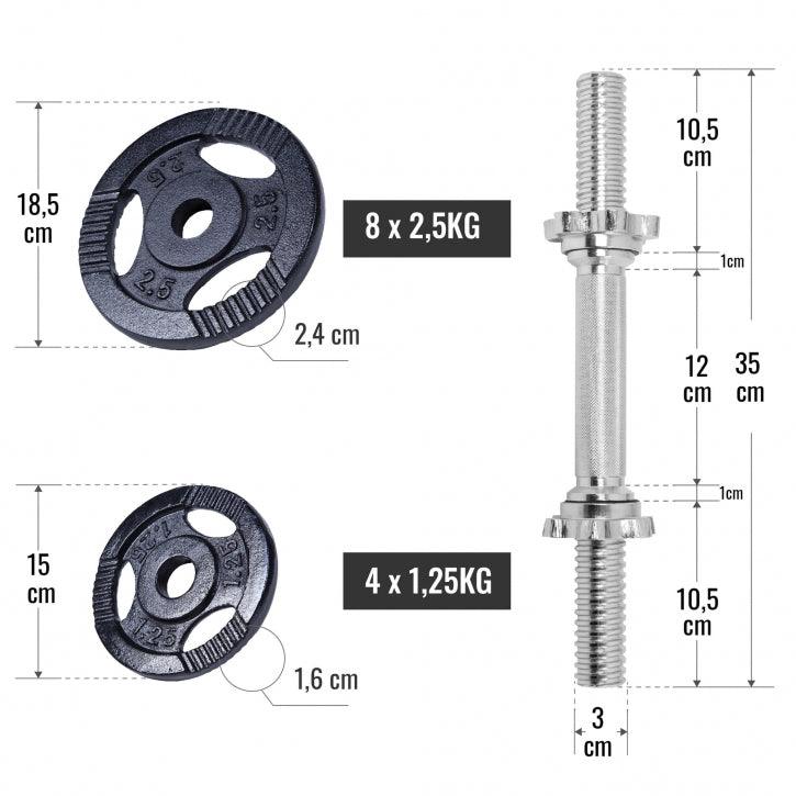 Kurzhantelset Gusseisen Gripper 30 kg - Gorilla Sports DE