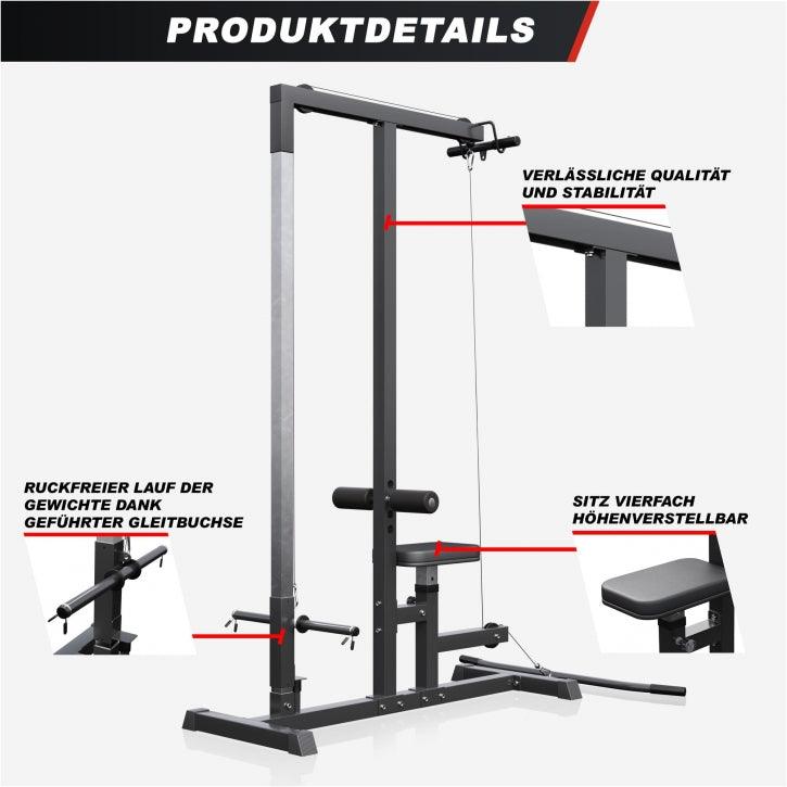 Latzugstation in Weiß/Schwarz - Gorilla Sports DE