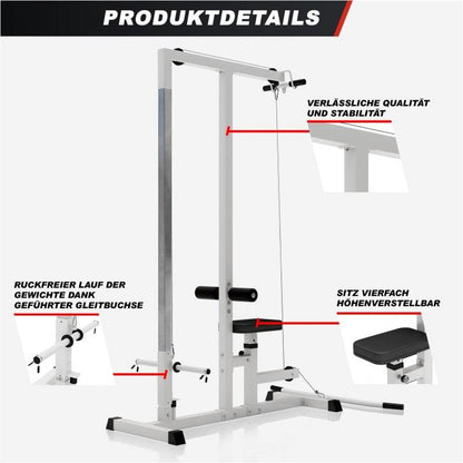 Latzugstation in Weiß/Schwarz - Gorilla Sports DE