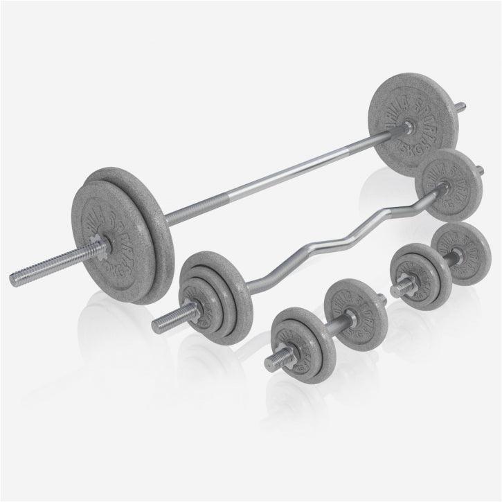 Kraftstation Universal inkl. 108 kg Gusseisen Set Weiß und Schwarz - Gorilla Sports DE