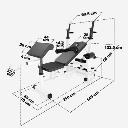 Kraftstation Universal inkl. 108 kg Gusseisen Set Weiß und Schwarz - Gorilla Sports DE