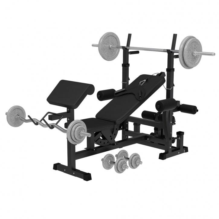 Kraftstation Universal inkl. 108 kg Gusseisen Set Weiß und Schwarz - Gorilla Sports DE