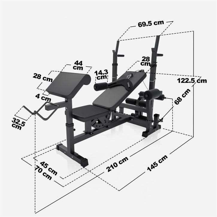 Kraftstation Universal inkl. 108 kg Gusseisen Set Weiß und Schwarz - Gorilla Sports DE