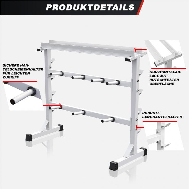 Hantelscheibenständer in Schwarz/Weiß/Silber - Gorilla Sports DE