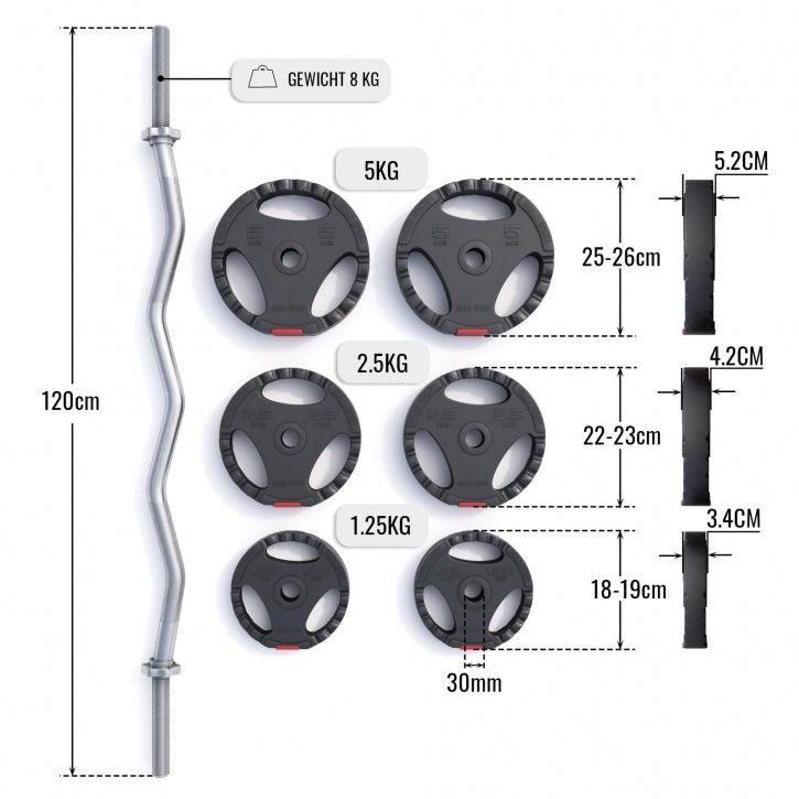 SZ-Curlset Kunststoff Gripper 25 kg - Gorilla Sports DE