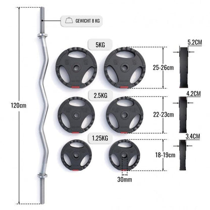 SZ-Curlset Kunststoff Gripper 25 kg - Gorilla Sports DE