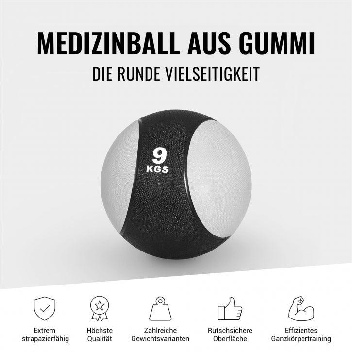 Medizinball aus Gummi 1 - 10 kg - Gorilla Sports DE