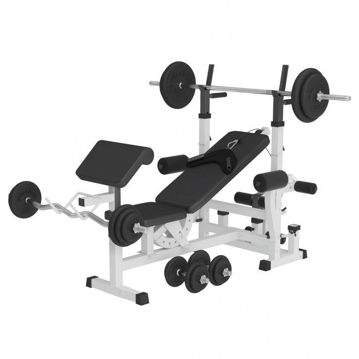 Hantelbank Set von Gorilla Sports offers + 90kg Gewichte