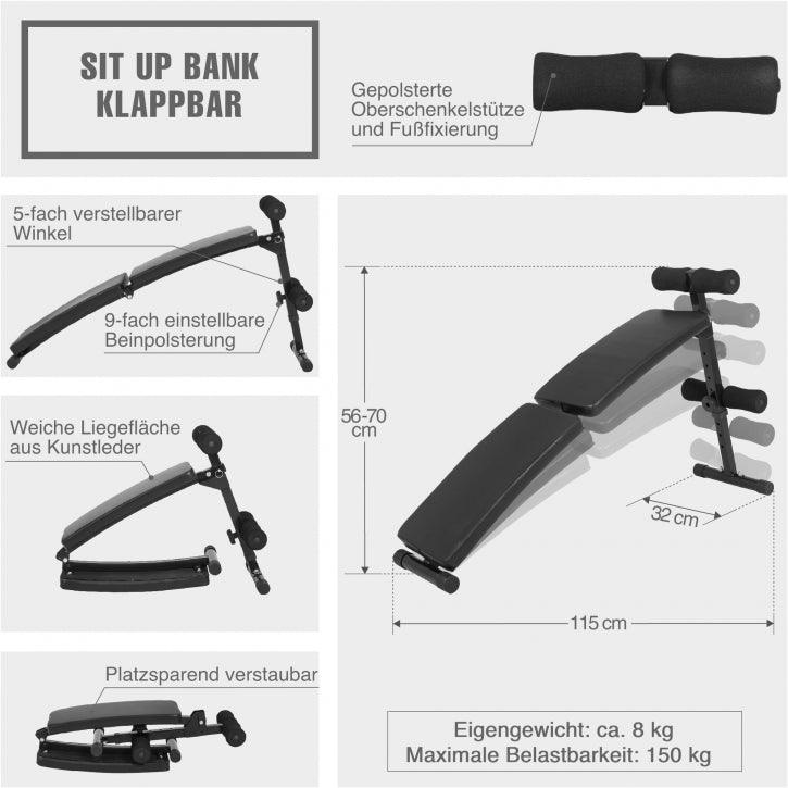 Sit Up Bank klappbar Schwarz - Gorilla Sports DE