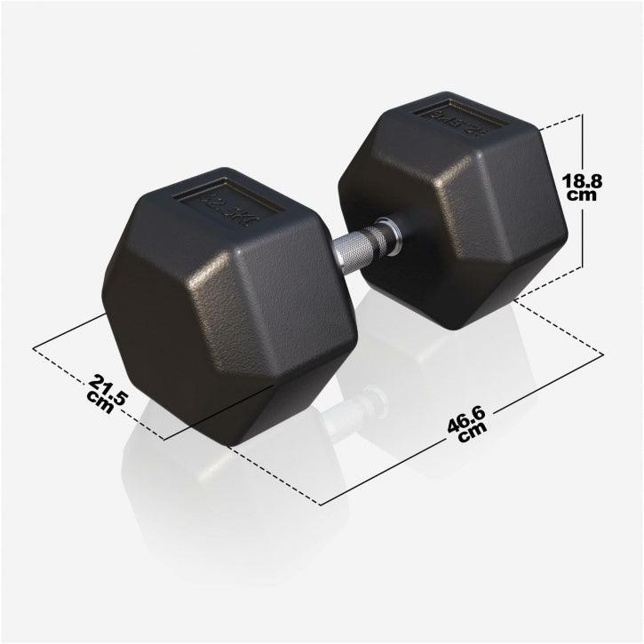 Hexagon Kurzhantel Gummi 2-50 kg - Gorilla Sports DE