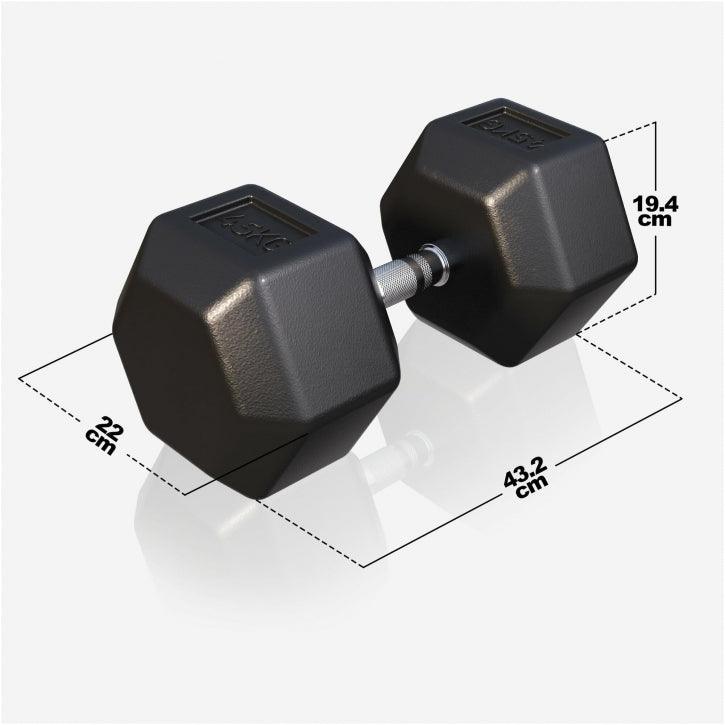 Hexagon Kurzhantel Gummi 2-50 kg - Gorilla Sports DE