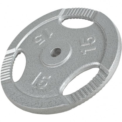 Hantelscheibe Guss Gripper - 2,5-45 lb (1,1-20,4 kg), 1" (25,4 mm), Gusseisen, Silber