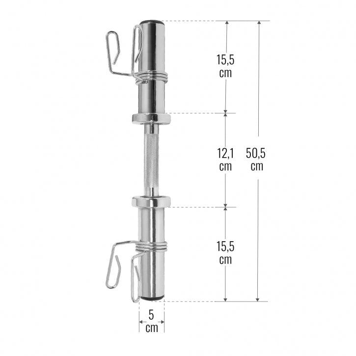 Kurzhantelstange 50 mm Chrom 50 cm Federverschluss - Gorilla Sports DE