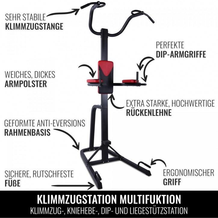 Klimmzugstation mit Multifunktion in Schwarz/Rot - Gorilla Sports DE