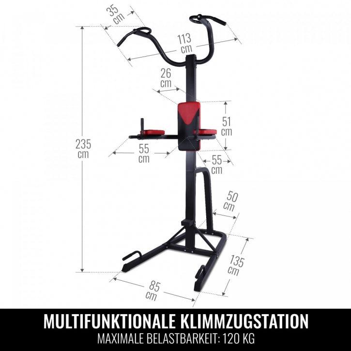 Klimmzugstation mit Multifunktion in Schwarz/Rot - Gorilla Sports DE