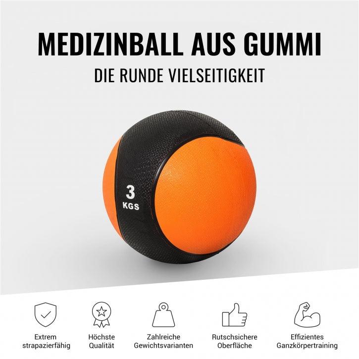 Medizinball aus Gummi 1 - 10 kg - Gorilla Sports DE