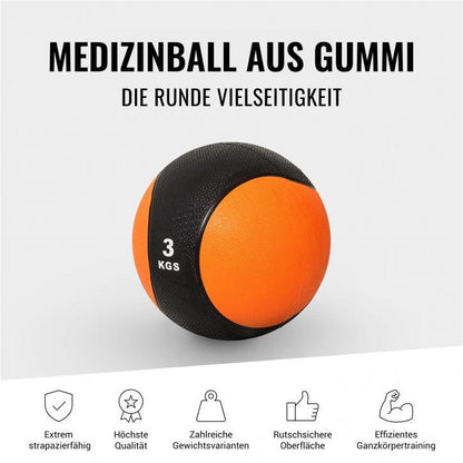 Medizinball aus Gummi 1 - 10 kg - Gorilla Sports DE