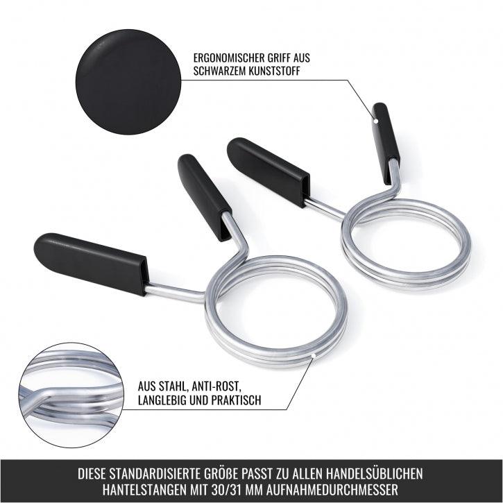 Federverschlüsse 30/31 mm für Hantelstangen 2-er Set - Gorilla Sports DE