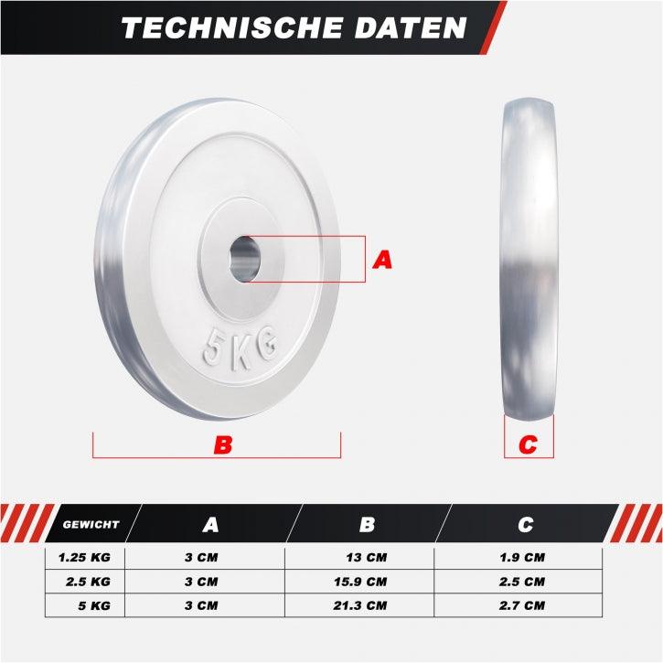 Hantelscheibe Chrom 0,5-30 KG - Gorilla Sports DE