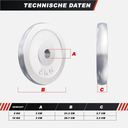 Hantelscheibe Chrom 0,5-30 KG - Gorilla Sports DE