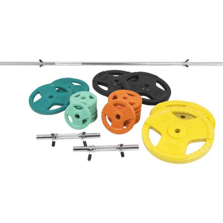 Langhantelset Gummi Gripper 100 kg - Gorilla Sports DE