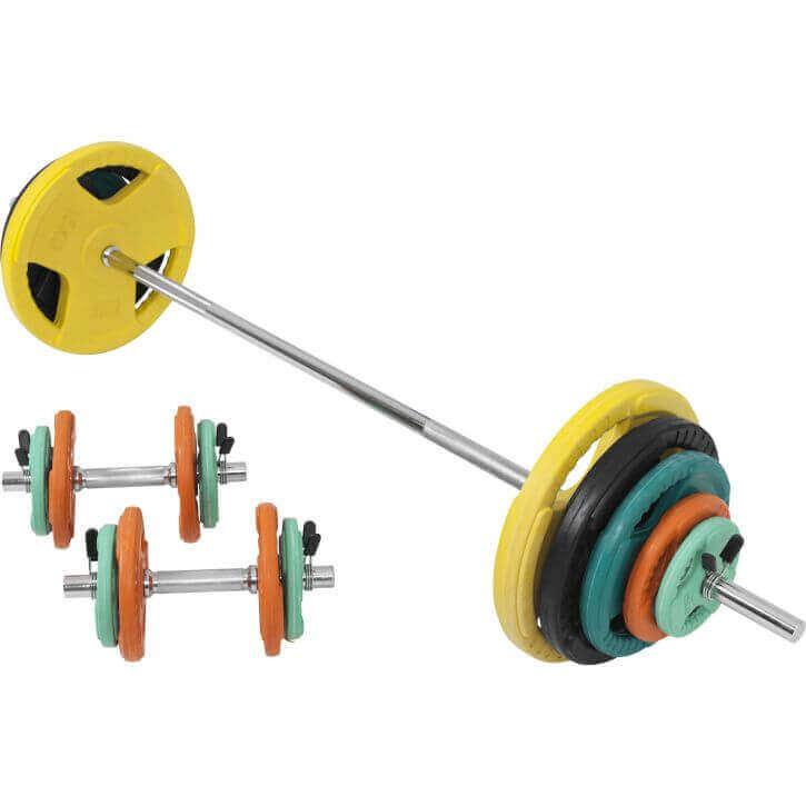 Langhantelset Gummi Gripper 100 kg - Gorilla Sports DE