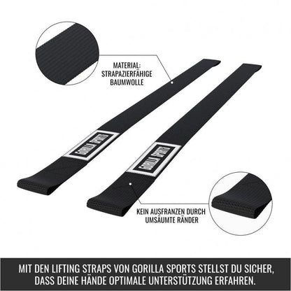 Lifting Straps Schwarz/Weiß - Gorilla Sports DE