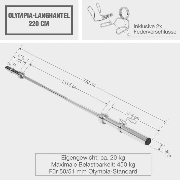 Olympia Langhantel 220 cm - Gorilla Sports DE