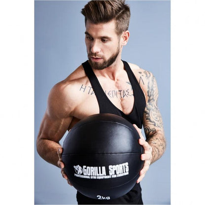 Medizinball aus Leder in Schwarz 1 - 10 kg - Gorilla Sports DE