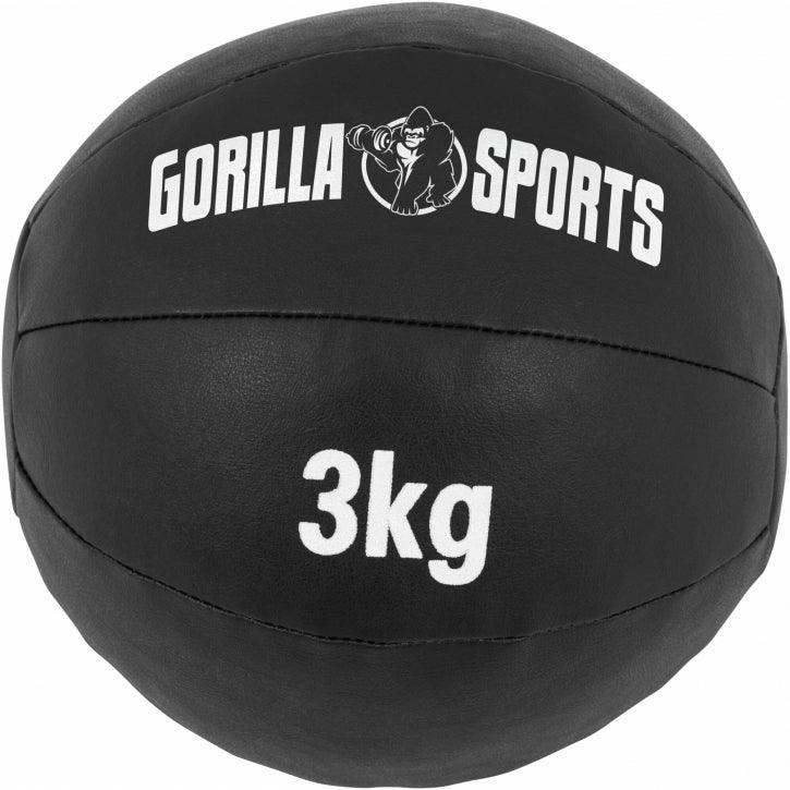 Medizinball aus Leder in Schwarz 1 - 10 kg - Gorilla Sports DE