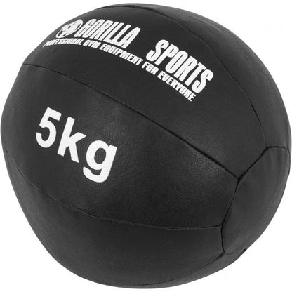 Medizinball aus Leder in Schwarz 1 - 10 kg - Gorilla Sports DE