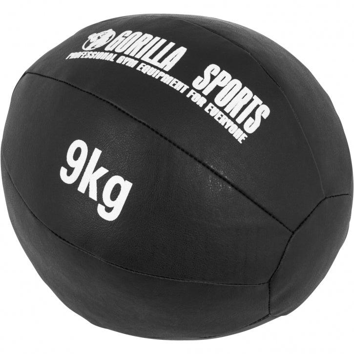 Medizinball aus Leder in Schwarz 1 - 10 kg - Gorilla Sports DE