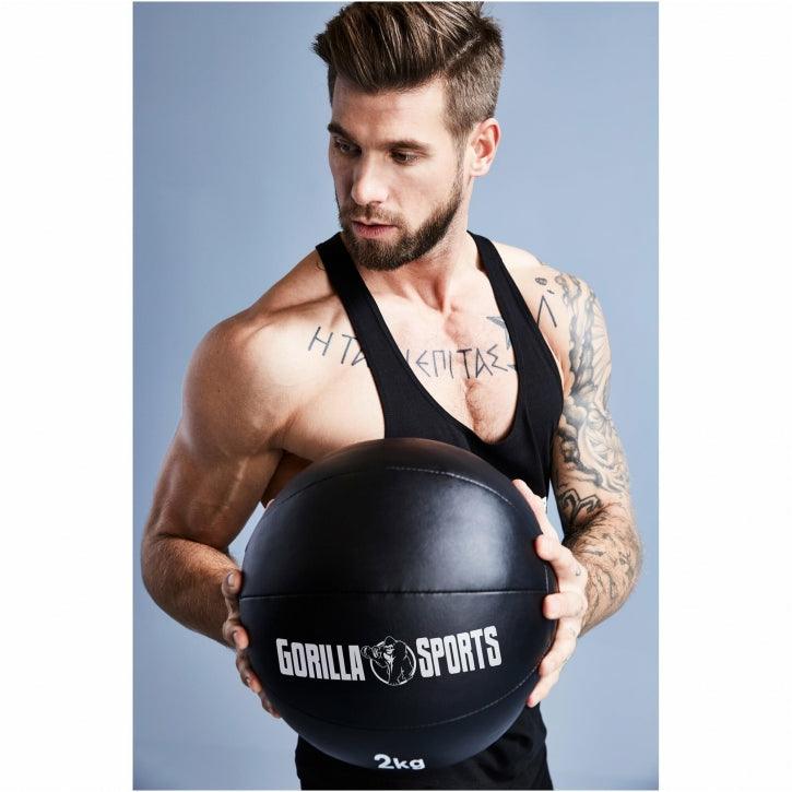 Medizinball aus Leder in Schwarz 1 - 10 kg - Gorilla Sports DE