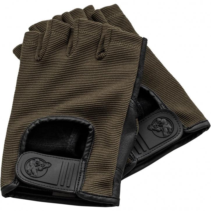 Fitness Handschuhe Leder in Schwarz/Rosa/Khaki - Gorilla Sports DE