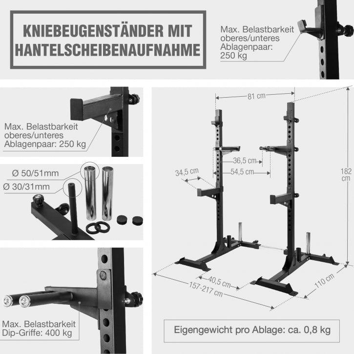 Squat Rack inkl. Olympia Langhantelset Profi 140 kg - Gorilla Sports DE