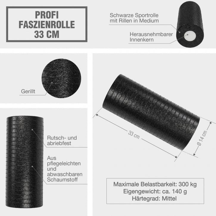 Profi Faszienrolle Schwarz - Gorilla Sports DE