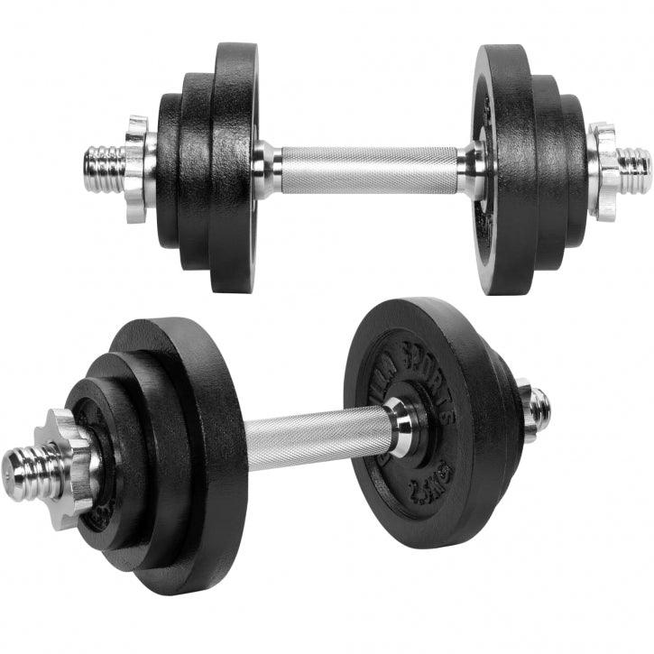 Hantelset Gusseisen 22 kg Verstellbar 2 in 1 - Gorilla Sports DE