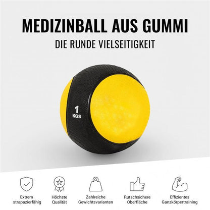 Medizinball aus Gummi 1 - 10 kg - Gorilla Sports DE