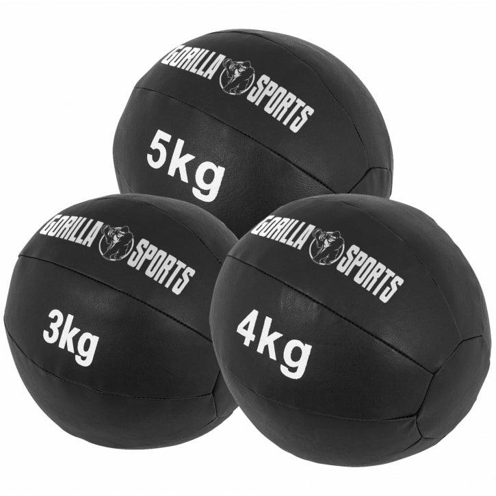 Medizinball aus Leder in Schwarz 1 - 10 kg - Gorilla Sports DE