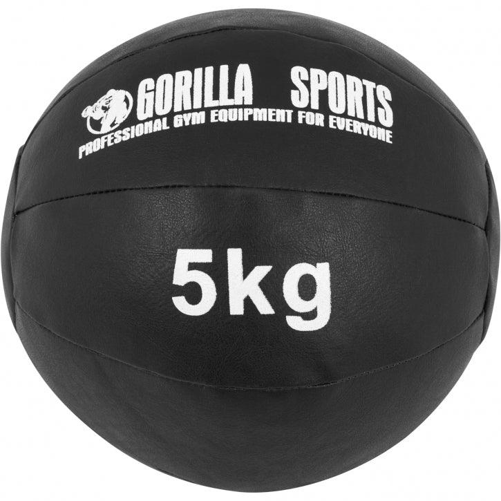 Medizinball aus Leder in Schwarz 1 - 10 kg - Gorilla Sports DE